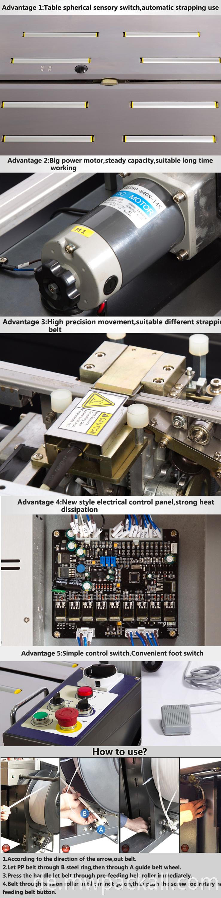 Halbautomatische Antriebs-PP-Gurt-Hand-Banderolier-Kasten-Karton-Umreifungsmaschine mit CER